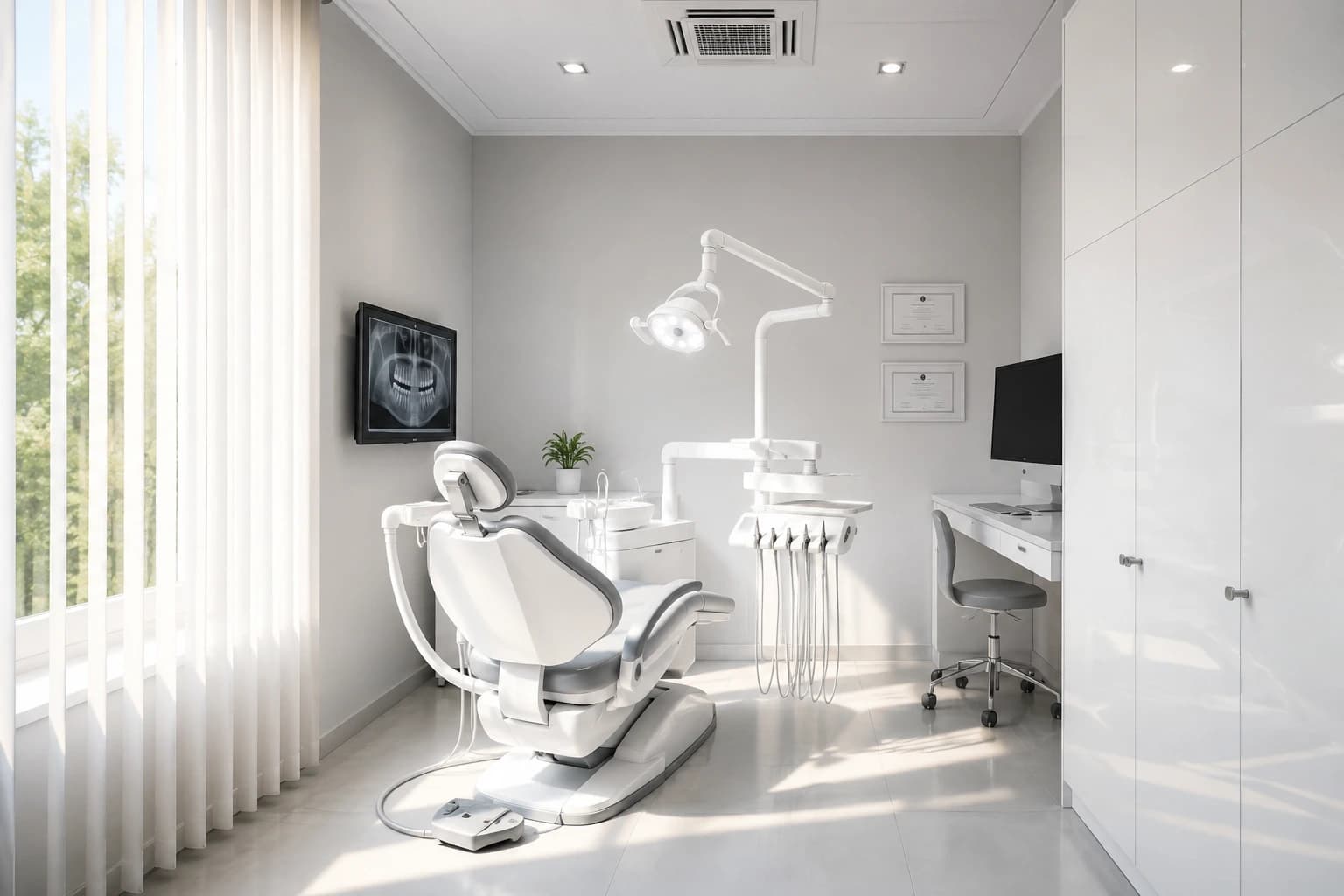Interior moderno de la clínica Dental Lumidentis